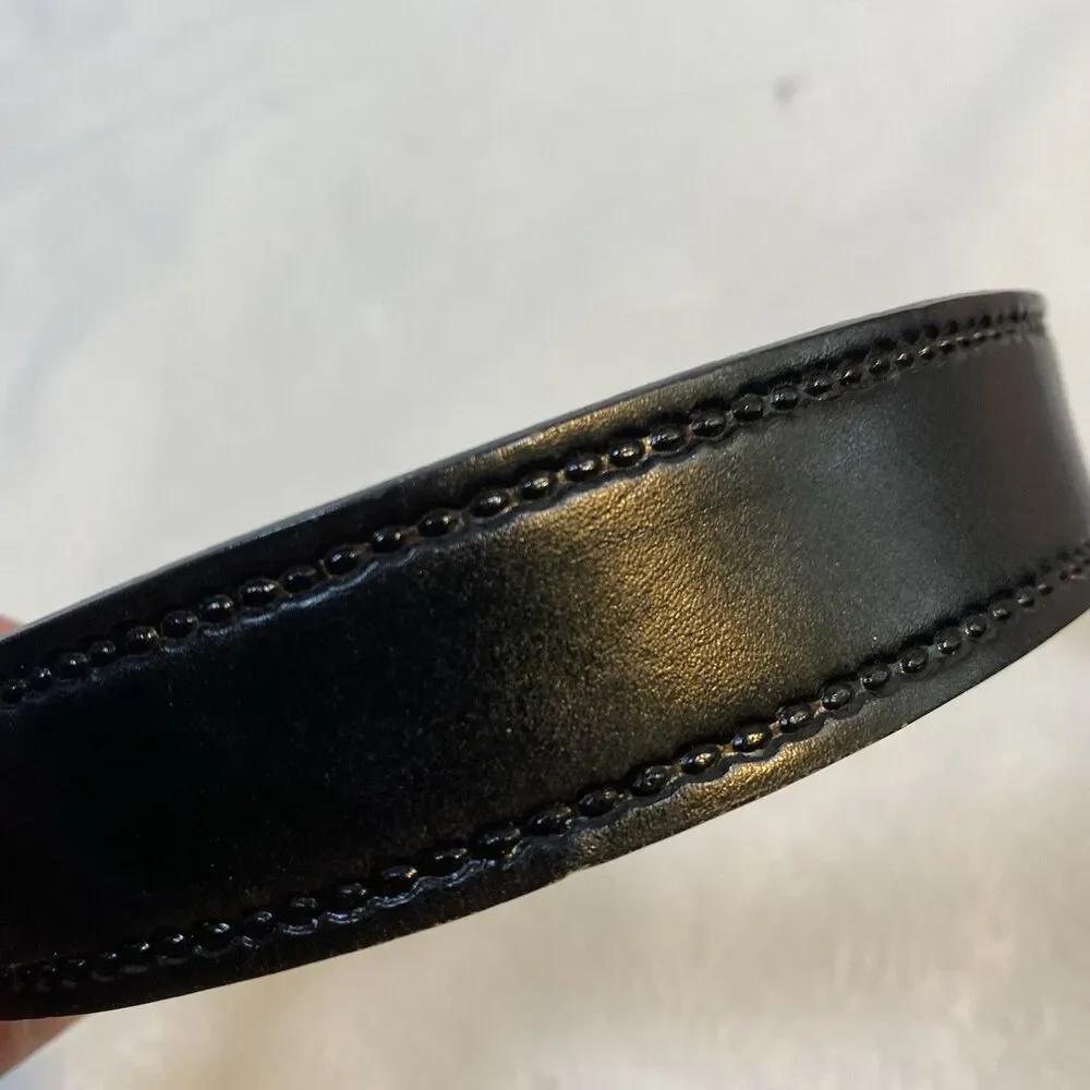 Circle G Hand Tooled Black Leather Dog Collar 20